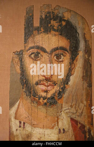 Mummy portrait. Panel painting. Young man. 3rd century AD. Egypt. Roman times. Louvre Museum. Paris. France. Stock Photo