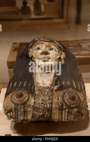Roman Egypt. Mummy mask of a Woman.1st- 3rd century AD. Thebes. Louvre Museum. Paris. France. Stock Photo