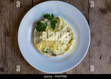 Salt cod brandade, from above. French restaurant prepared emulsion of salt cod and olive oil Stock Photo