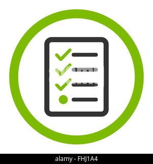 Checklist flat eco green and gray colors rounded glyph icon Stock Photo