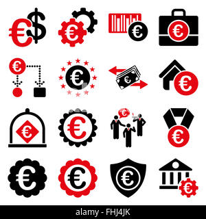 Euro banking business and service tools icons Stock Photo