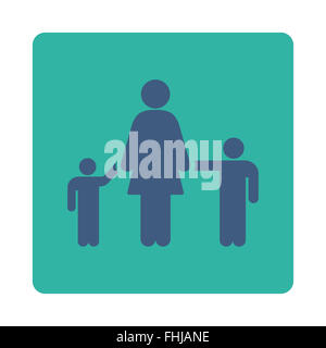 Mother And Children Rounded Square Button Stock Photo