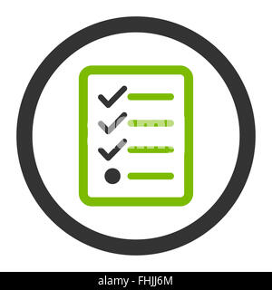 Checklist flat eco green and gray colors rounded vector icon Stock Photo