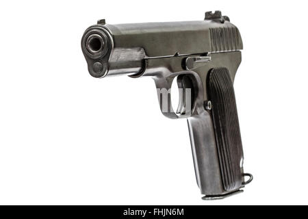 Automatic pistol, isolated on white background Stock Photo