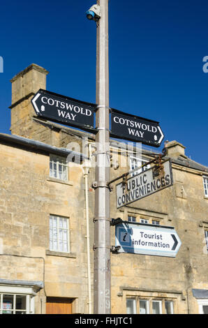 Signs for the Cotswold Way in Chipping Campden, Cotswolds Stock Photo