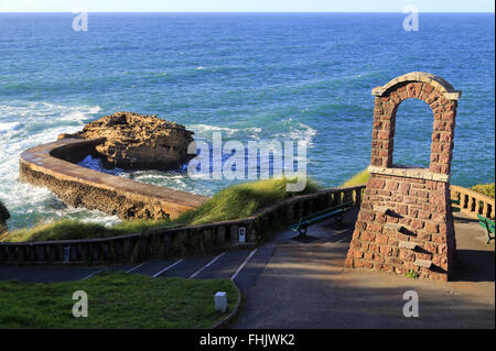 L'Atalaye, former surveillance belvedere. Park of the Atalaye. Quarter of the Port-Vieux in Biarritz, Aquitaine, France Stock Photo