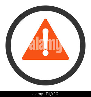 Warning flat orange and gray colors rounded raster icon Stock Photo