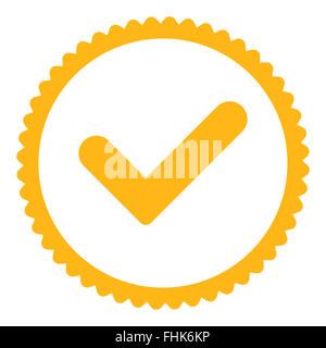 Yes flat yellow color round stamp icon Stock Photo