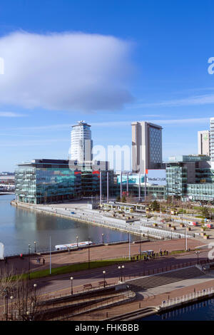 BBC TV centre in Salford and the Media City Uk tram station Stock Photo ...