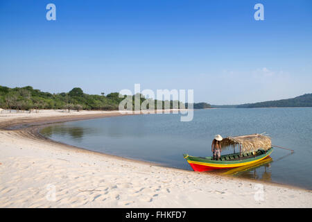 Brazil, Brazilian Amazon, Para, Tapajos river, a beach on the River Tapajos near Alter do Chao town Stock Photo