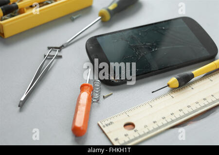 Broken Mobile Phone Repair Stock Photo