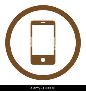 Smartphone flat brown color rounded vector icon Stock Photo