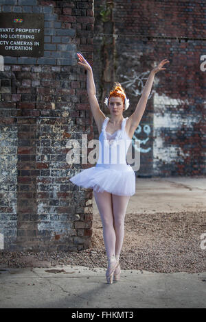 Ballerina in an urban environment. Digbeth, Birmingham, UK Stock Photo