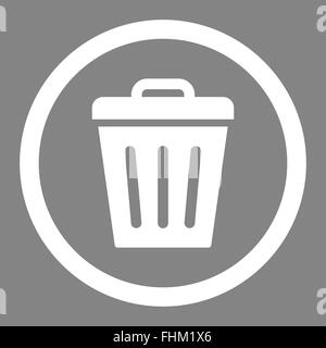 Trash Can flat white color rounded raster icon Stock Photo