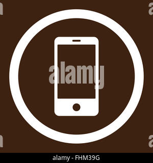 Smartphone flat white color rounded vector icon Stock Photo