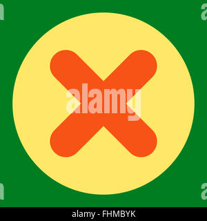 Cancel flat orange and yellow colors round button Stock Photo