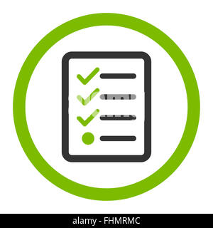 Checklist flat eco green and gray colors rounded vector icon Stock Photo