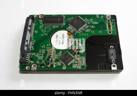 Electronic circuit board of a sata 2.5" hard disk drive Stock Photo