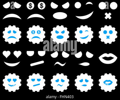 Tool, gear, smile, emotion icons Stock Photo