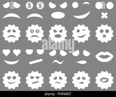 Tool, gear, smile, emotion icons Stock Photo