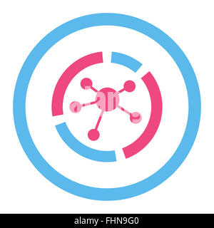 Connections diagram flat pink and blue colors rounded vector icon Stock ...