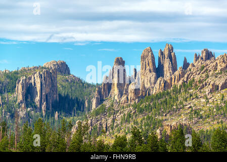 View of Cathedral Spires rock formation in Custer State Park Stock Photo