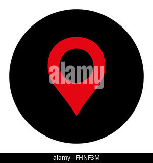 Map Marker flat intensive red and black colors round stamp icon Stock ...