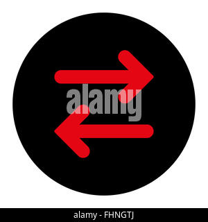 Flip Horizontal flat intensive red and black colors round stamp icon ...