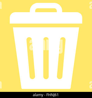 Trash Can flat white color icon Stock Photo