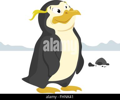 cute cartoon southern rockhopper penguin colored isolated vector Stock Vector