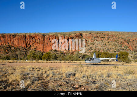 Robinson R44 Scenic Flight, Glen Helen Gorge, West MacDonnell Ranges, Northern Territory, NT, Australia Stock Photo