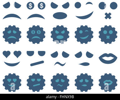 Tool, gear, smile, emotion icons Stock Photo