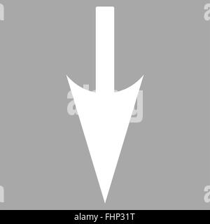 Sharp Down Arrow flat white color rounded raster icon Stock Photo - Alamy