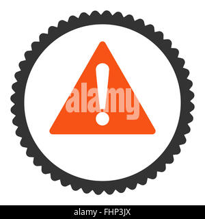 Warning flat orange and gray colors round stamp icon Stock Photo