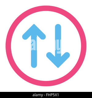 Flip flat pink and blue colors round stamp icon Stock Photo - Alamy