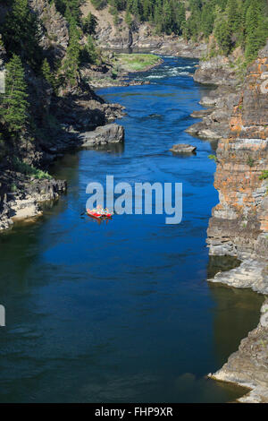 rafters in alberton gorge along the clark fork river near alberton, montana Stock Photo