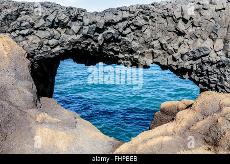 Basalt rock formations in Vik, Iceland Stock Photo