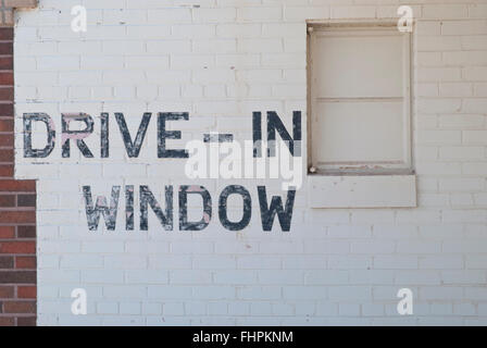 This drive-in window is not longer in service. Stock Photo