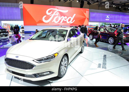 A 2017 Ford Fusion on display at the 2016 Toronto Autoshow at the Toronto Metro Convention Centre, Toronto, Ontario, Canada. February 14, 2016. Stock Photo