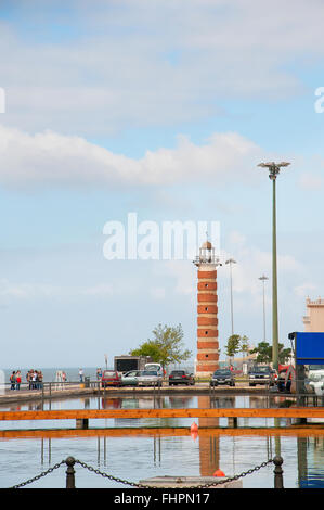 Lighthouse on the Waterfront and Marina at Belem on the River Tagus in Lisbon the capital of Portugal Stock Photo