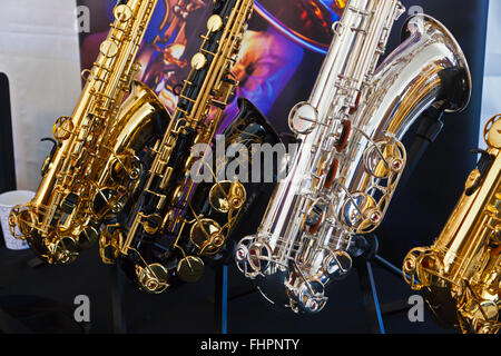 Instrument booth at grounds at at the Monterey Jazz Festival - California Stock Photo