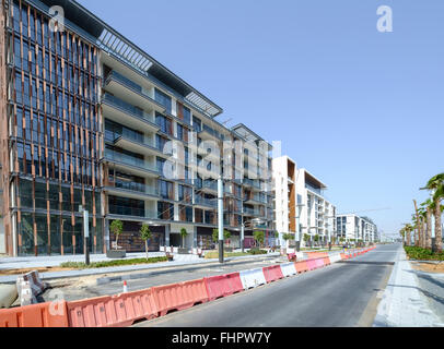 View of apartment buildings under construction at new residential district called Citywalk in Dubai United Arab Emirates Stock Photo
