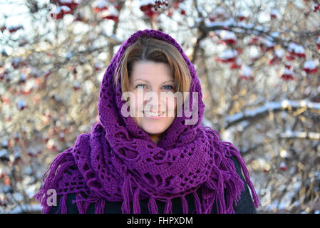 The Russian woman in shawl on  head Stock Photo