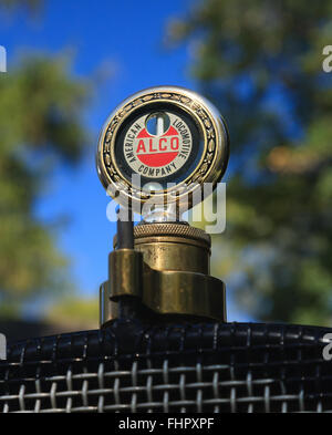 Antique American Locomotive Company automobile radiator temperature gauge. Stock Photo