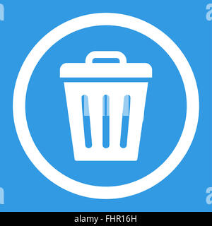 Trash Can flat white color rounded raster icon Stock Photo