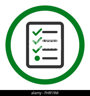 Checklist flat green and gray colors rounded vector icon Stock Photo