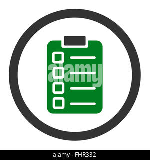 Test task flat green and gray colors rounded vector icon Stock Photo