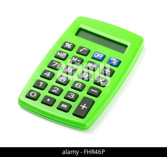 Green calculator isolated on a white background Stock Photo