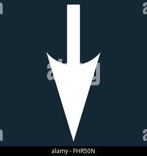 Sharp Down Arrow flat white color icon Stock Photo - Alamy