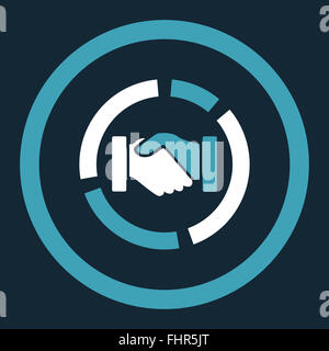 Acquisition diagram flat blue and white colors rounded vector icon ...